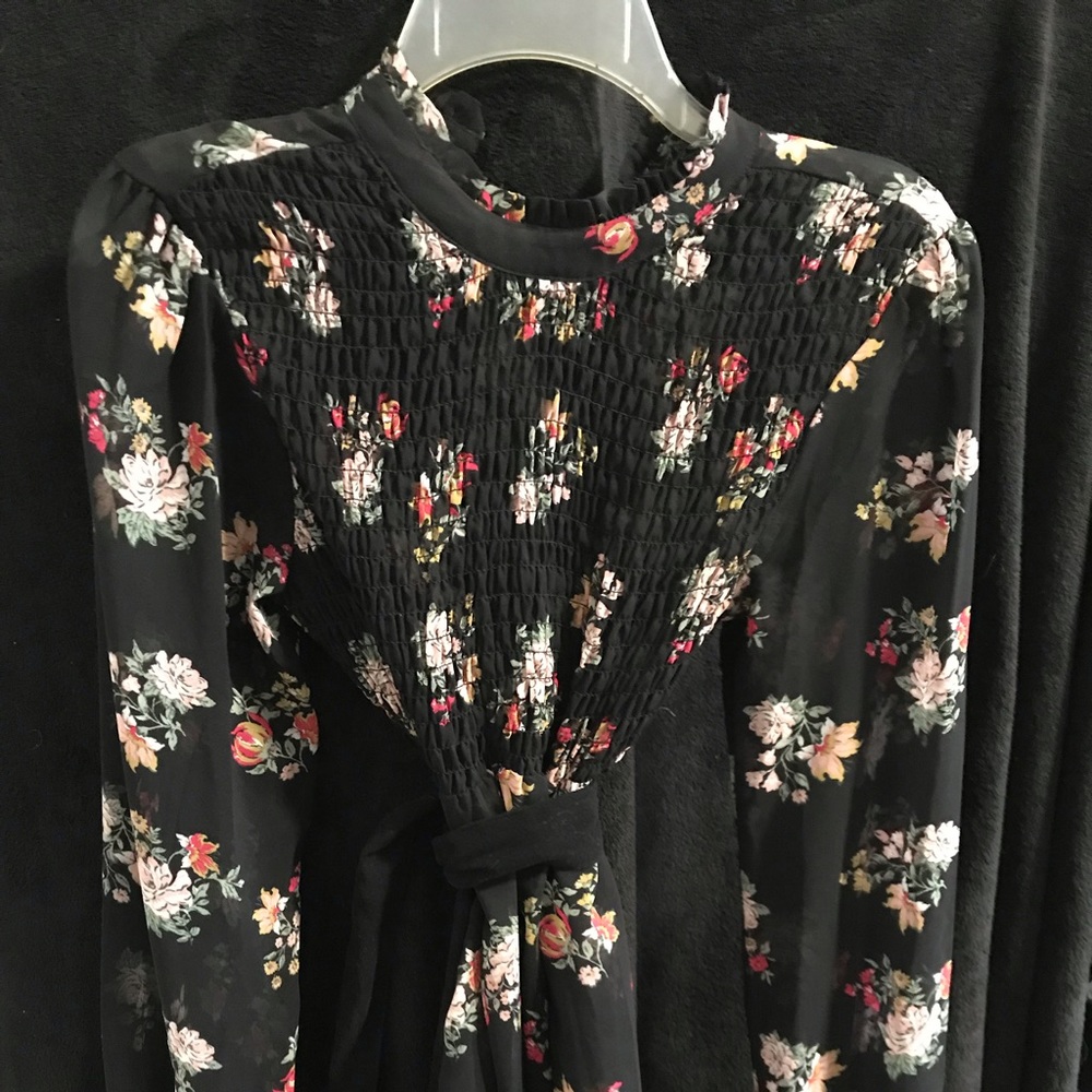 Black floral print dress